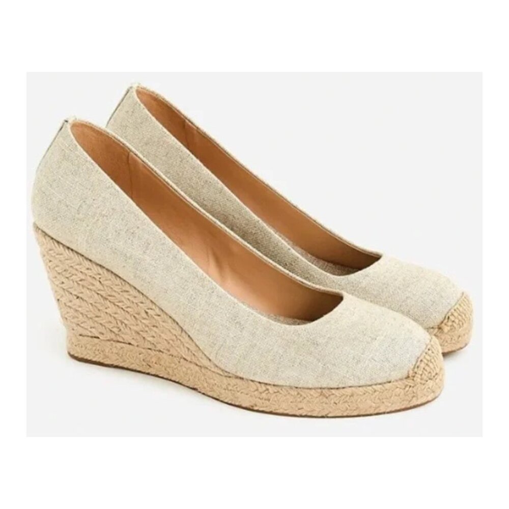 J. Crew Seville Espadrille Wedges in Metallic Canvas